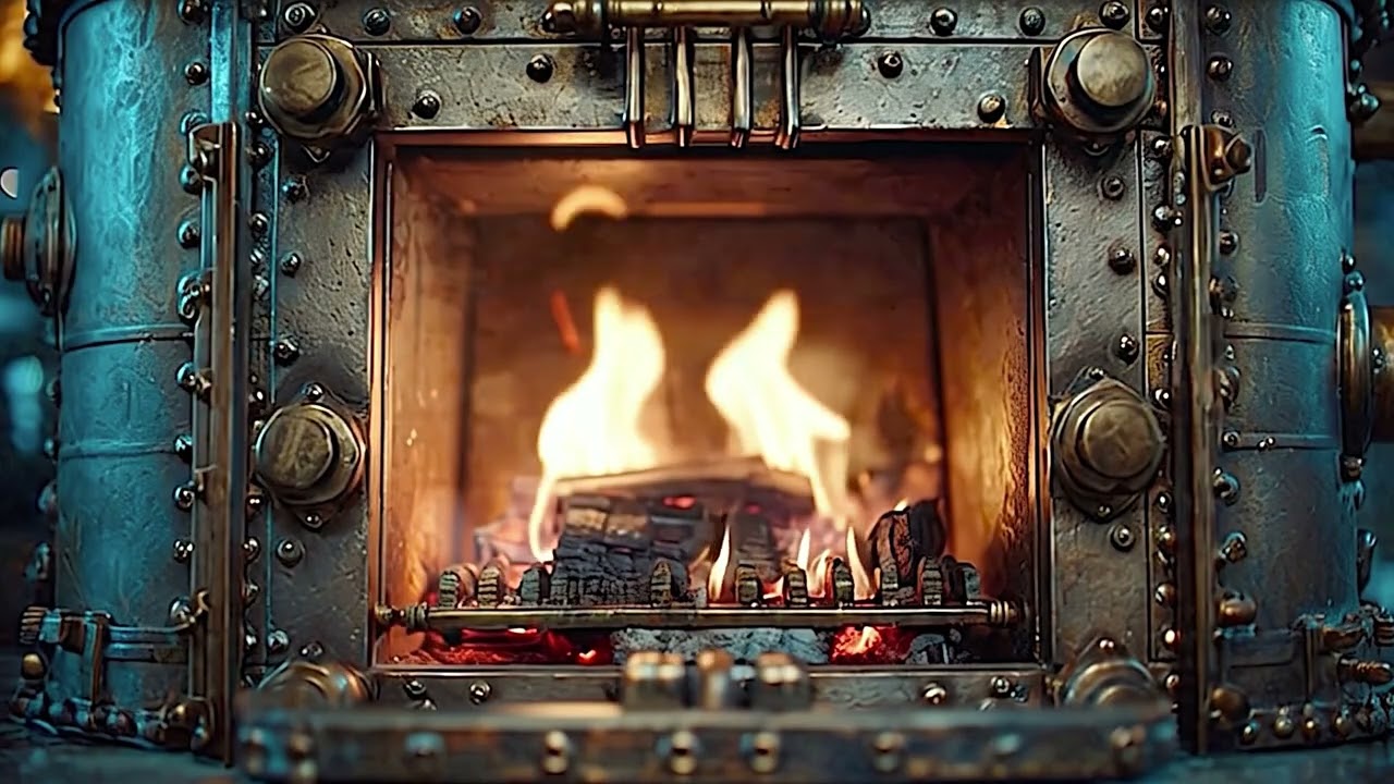 4K Fireplace Industrial Style 🔥 Hours of Crackling Background Noise and Video