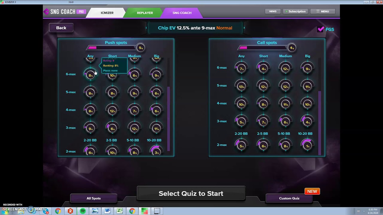 Como estudiar stacks cortos con  el Sng Coach de Icmizer