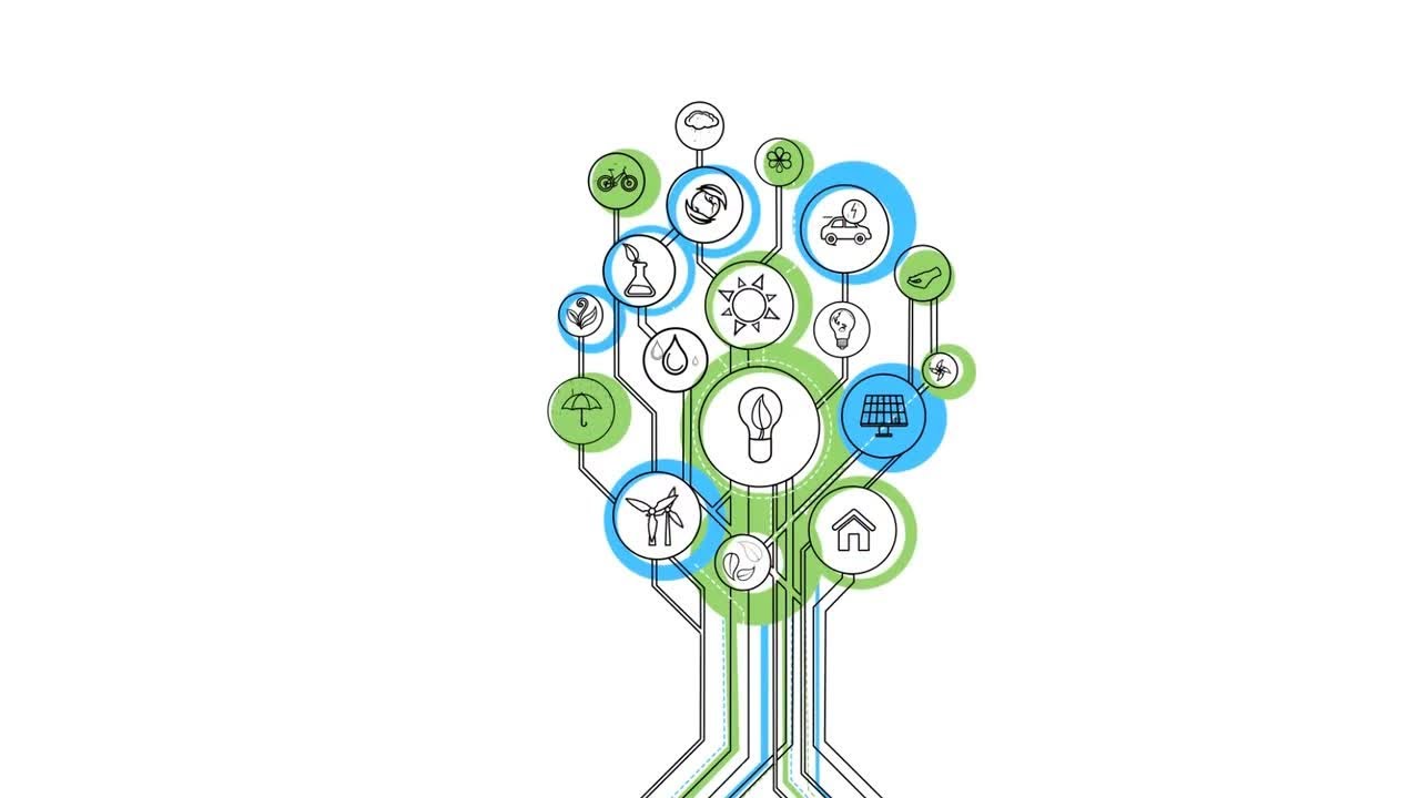 Ecological Icons Trees Stock Motion Graphics