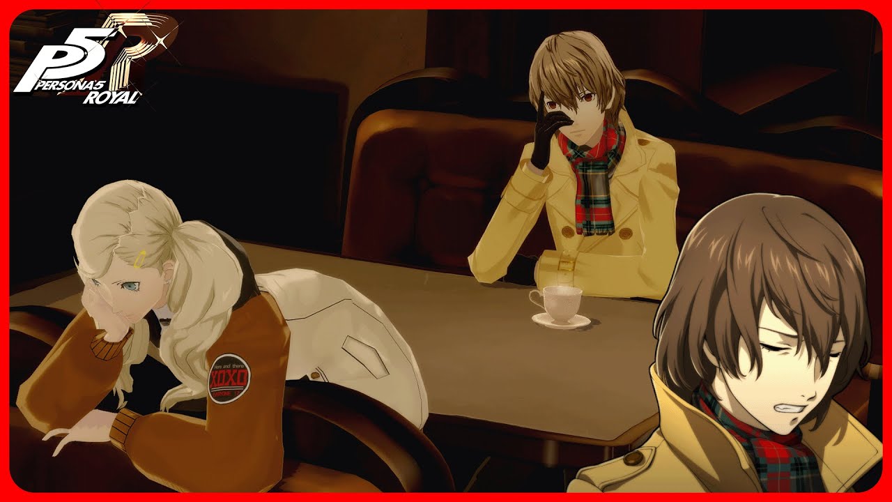 Akechi trying his best not to stare at Ann's behind - Persona 5 Royal