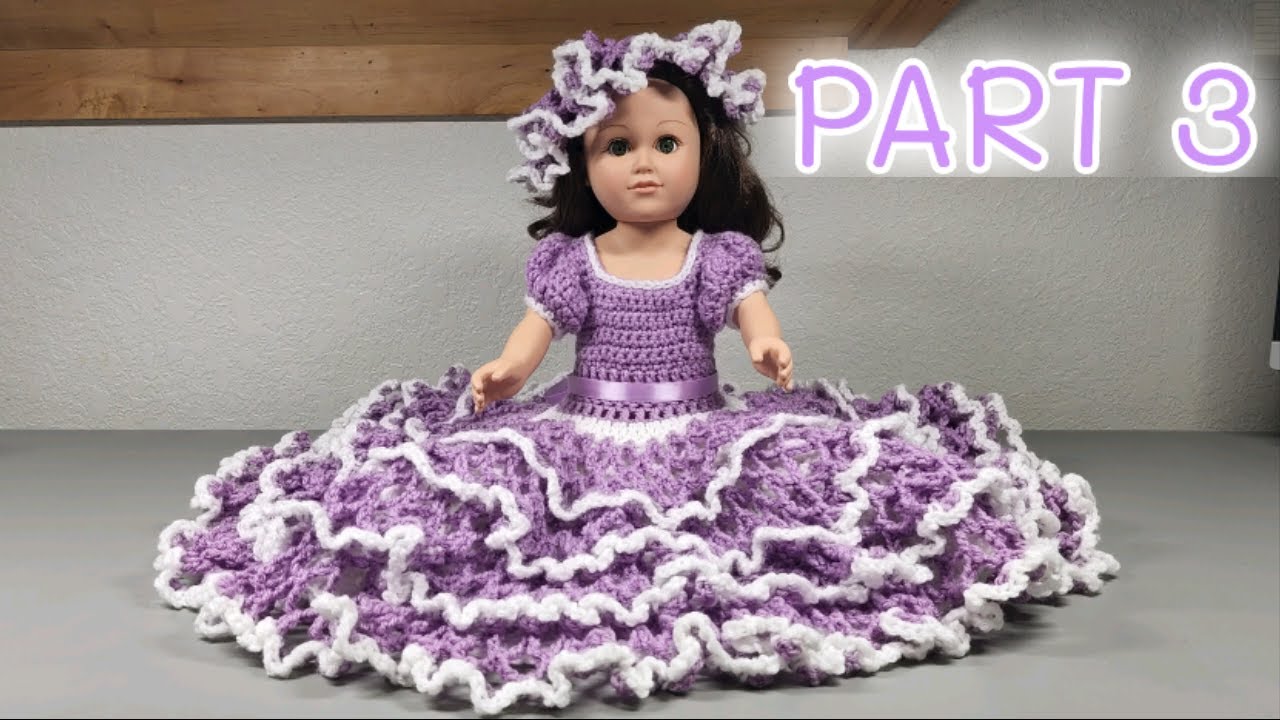 Lacey Bed Doll Dress P3/Crochet Bed Doll Dress for 18 inch Doll/Beautiful Crochet Doll Dress