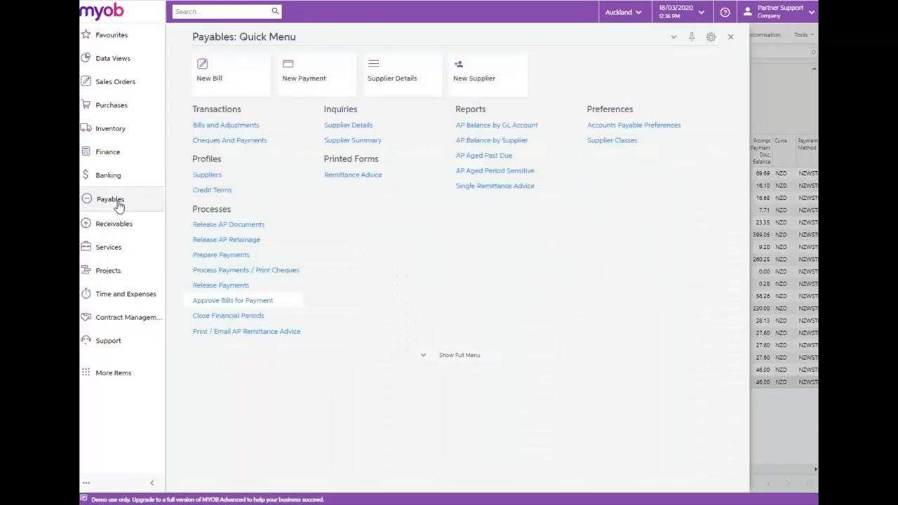 MYOB Acumatica Training - Finance - Accounts Payable - Processing EFT Payments