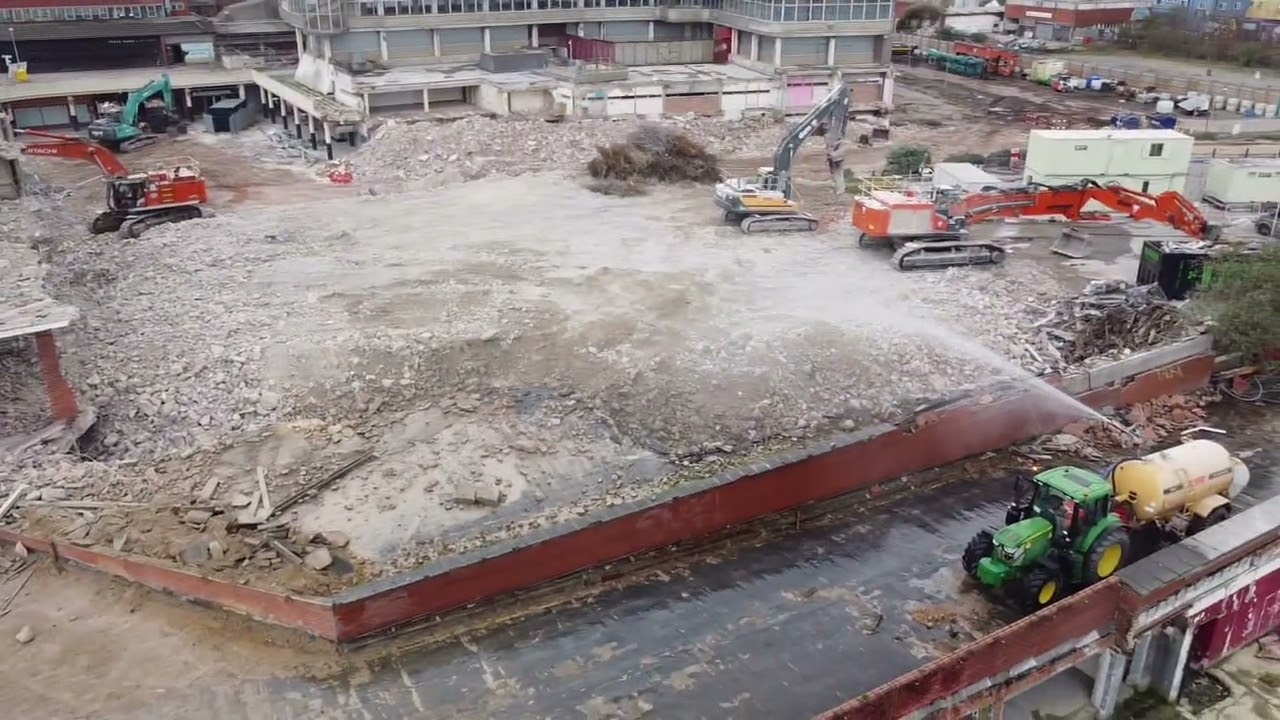 Anglia Square Demolition Update ( taking out the slope to the car park) 