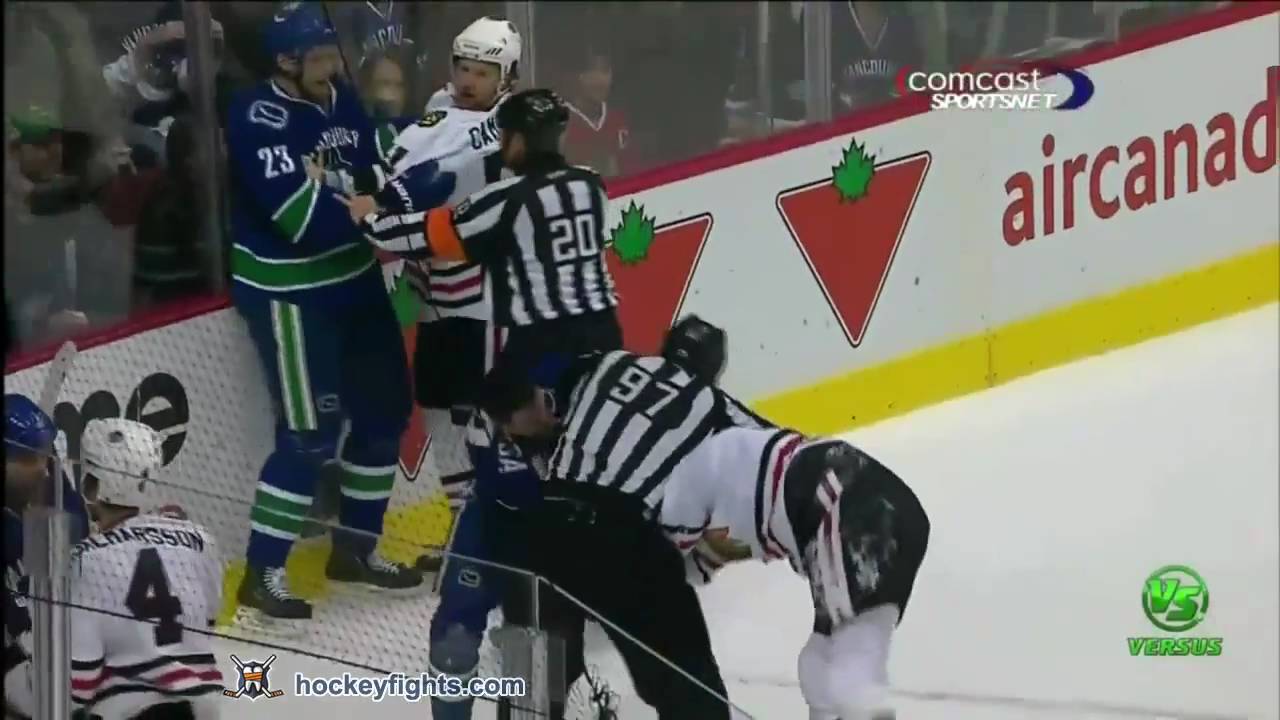 Troy Brouwer vs Kevin Bieksa Apr 21, 2011