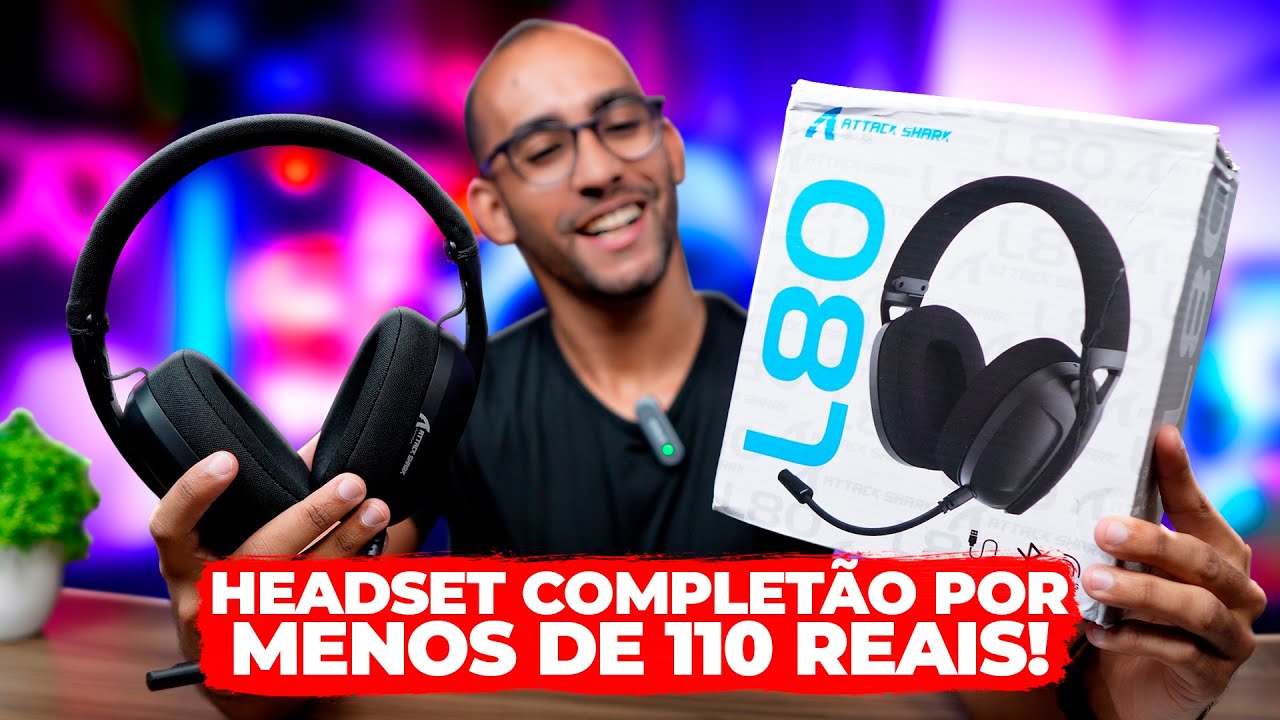O MELHOR HEADSET BARATO DO MOMENTO! SEM FIOS, BLUETOOTH, com BOM ACABAMENTO e MAIS! Attack Shark L80