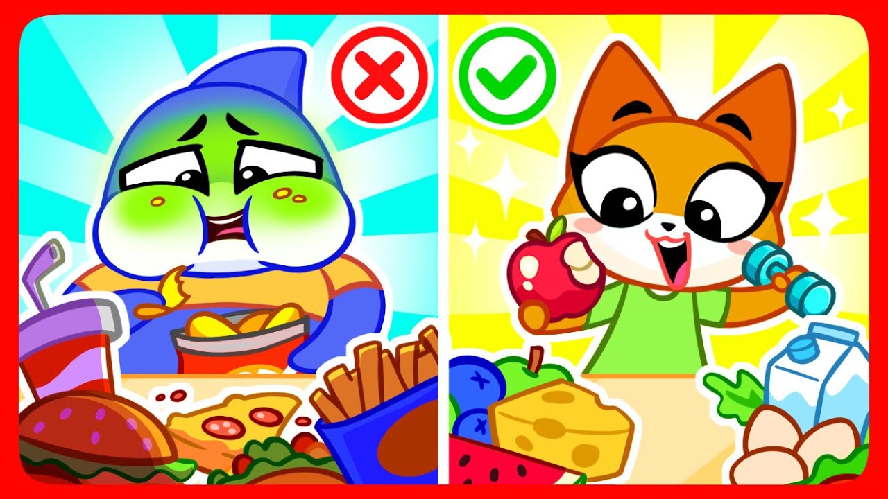 Yes Yes Fruits! 🥕 Healthy Food vs Junk Food 🍒 Funny Cartoons by Sharky&Sparky