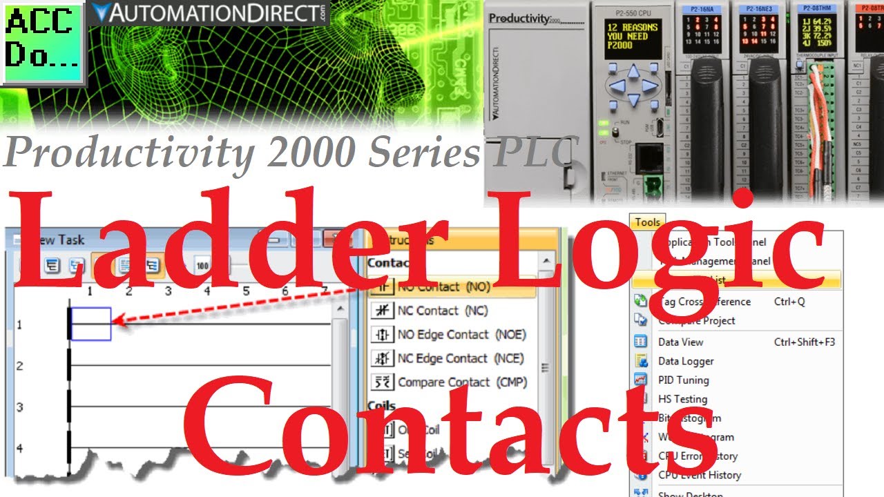Productivity 2000 PLC Ladder Logic Contacts