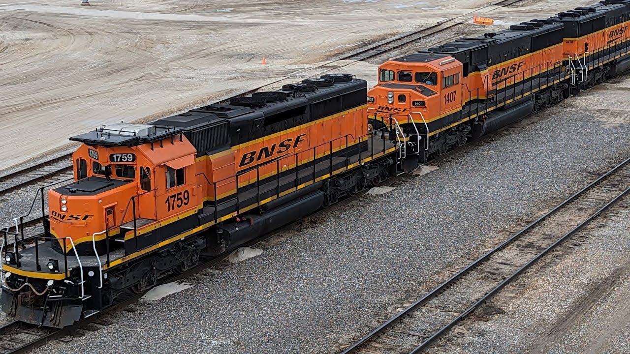 BNSF SD40-2 and SD60M Tri-clops Idling at Galesburg Yard.