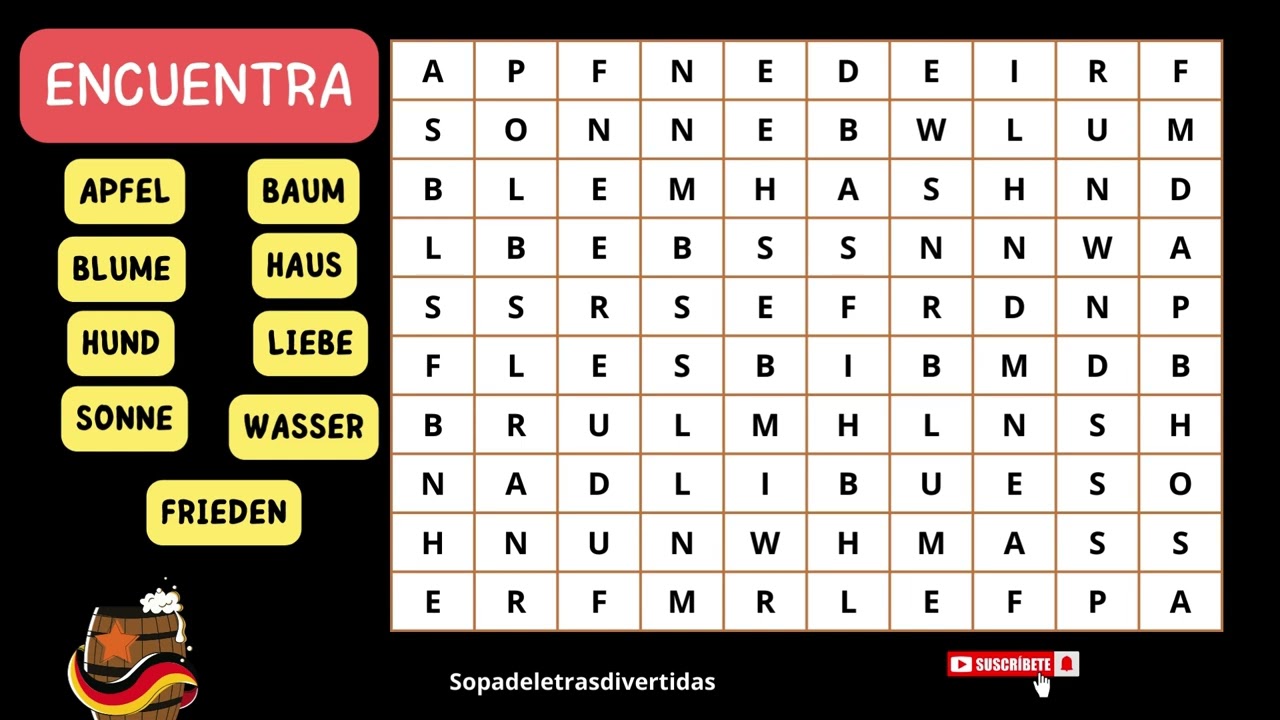 &iexcl;Diversi&oacute;n cerebral! Encuentra 9 palabras en alem&aacute;n en esta sopa de letras