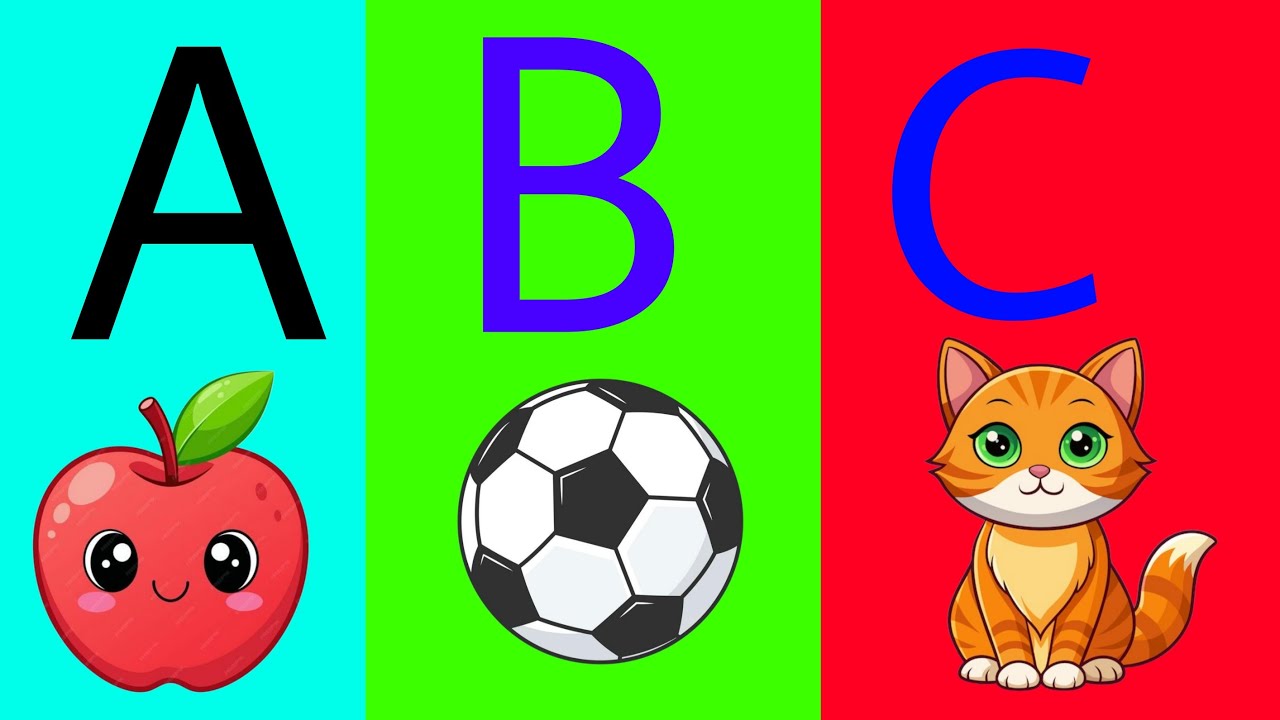 ABCD learning video, a for apple b for ball, kids education