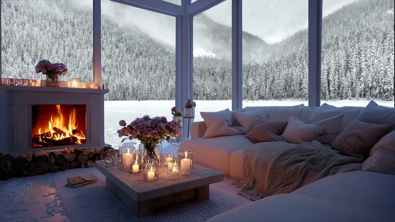 Calm Winter Morning Light ❄️ Cozy Fireplace & Gentle Piano For Deep Focus