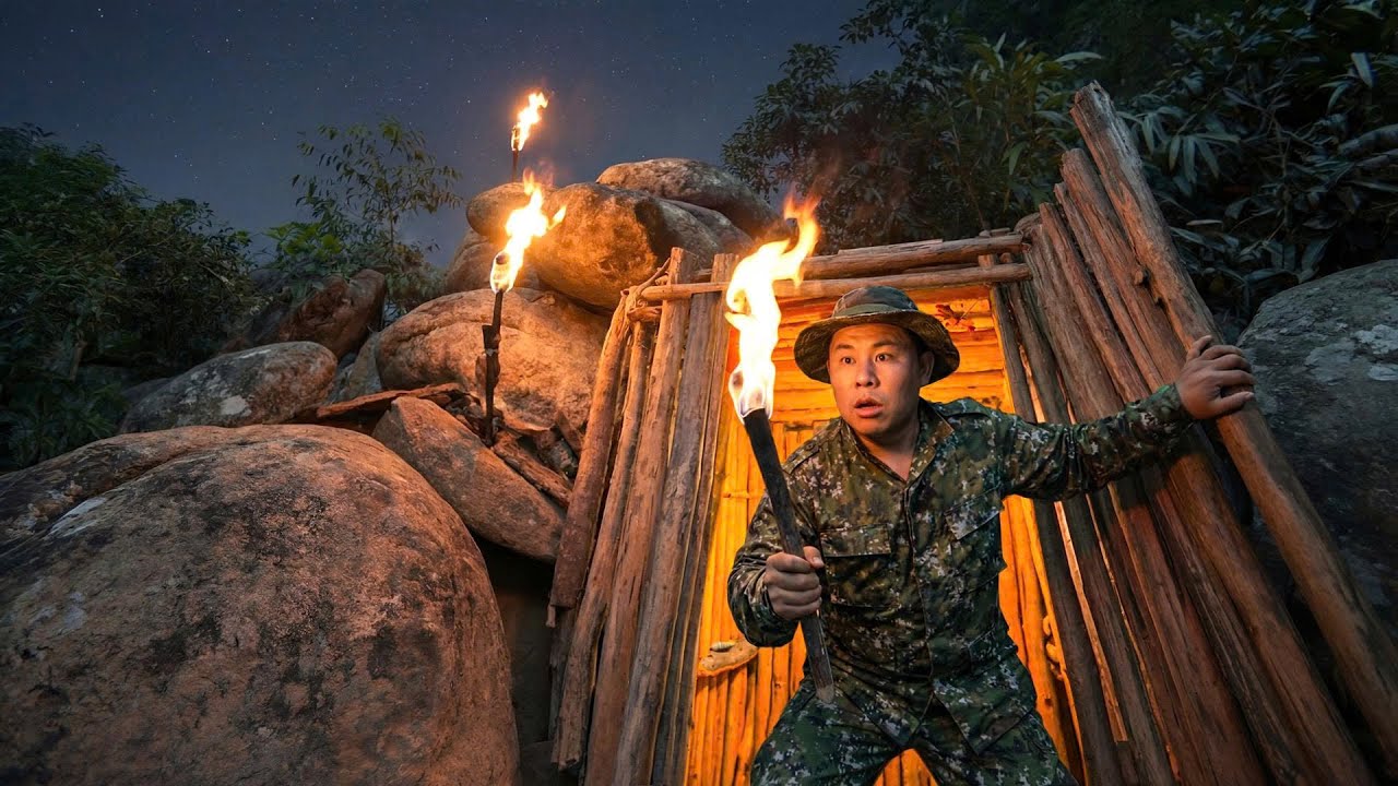 Building a Warm Cozy Cliffside Dugout Shelter | Bushcraft Survival