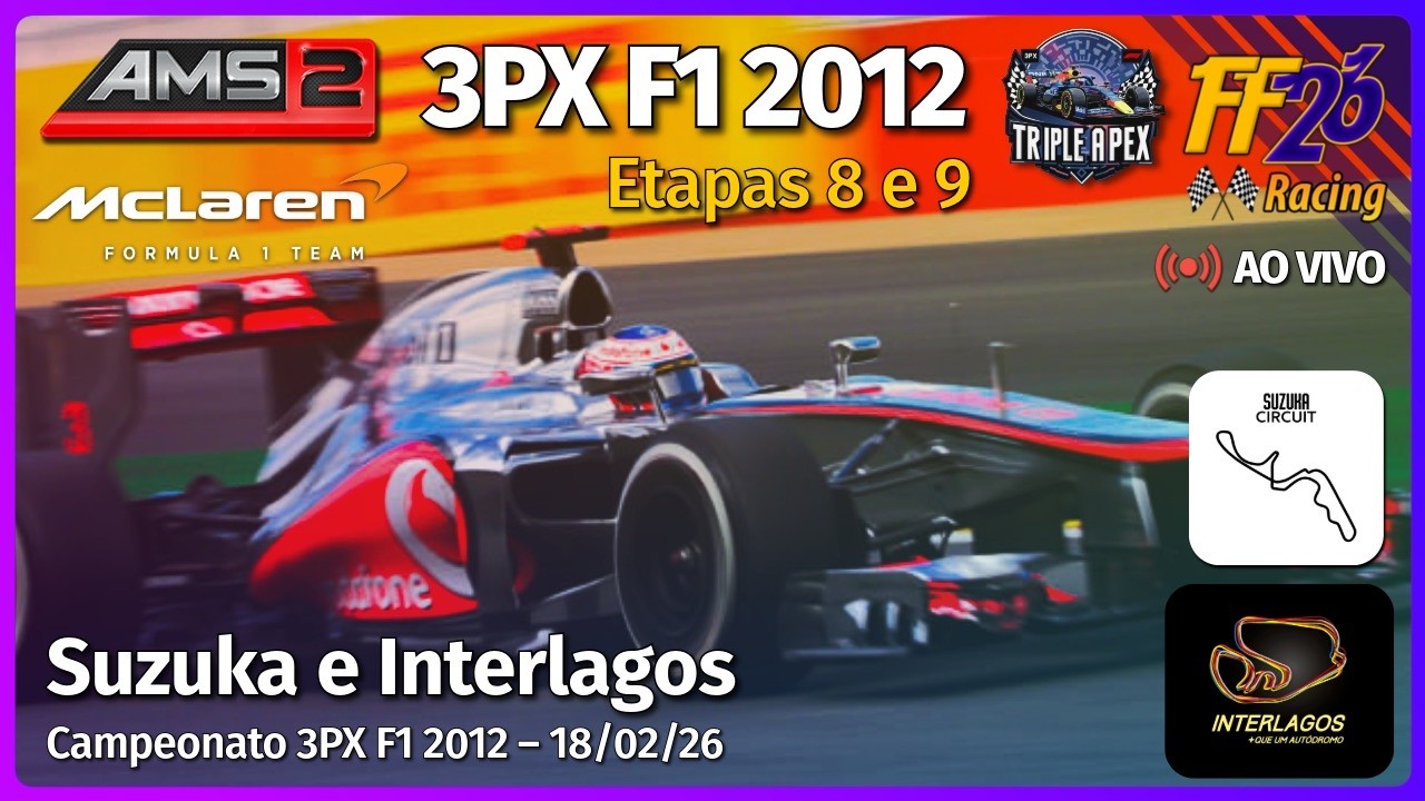🔴 3PX F1 2012 🏎️ Etapas 8 e 9 🇯🇵 Suzuka e Interlagos 🇧🇷