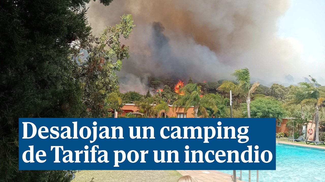 Desalojan un camping de Tarifa (Cádiz) debido un incendio forestal que ha desatado el caos
