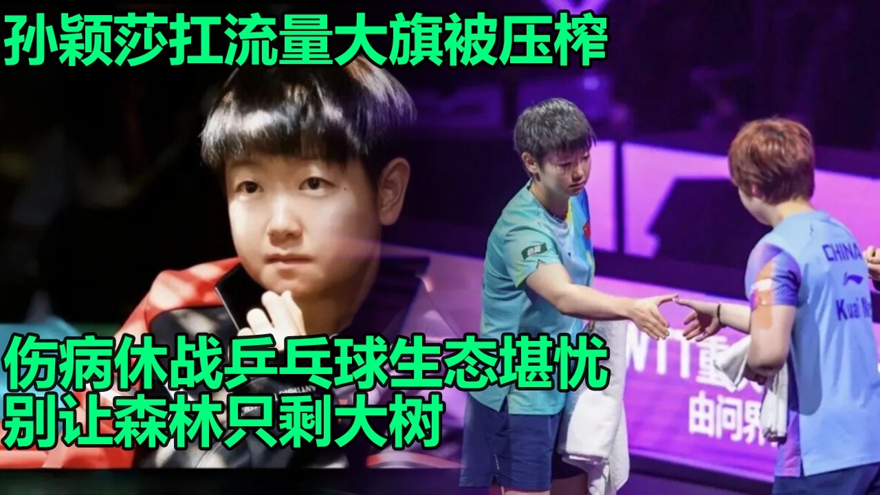 二十出头扛起国乒流量大旗，孙颖莎成资本避险工具，被压榨到喘不过气，若她伤病休战半年，乒乓球生态将崩塌，别让森林只剩大树。