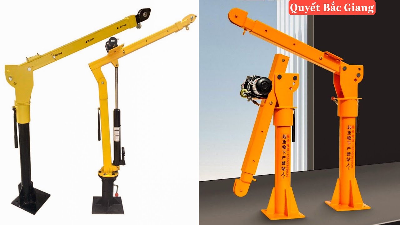 Cẩu nâng hàng 1tấn5 xoay 360 và bộ tời điện Ắc quy 12v 4500lb - 13500lbs