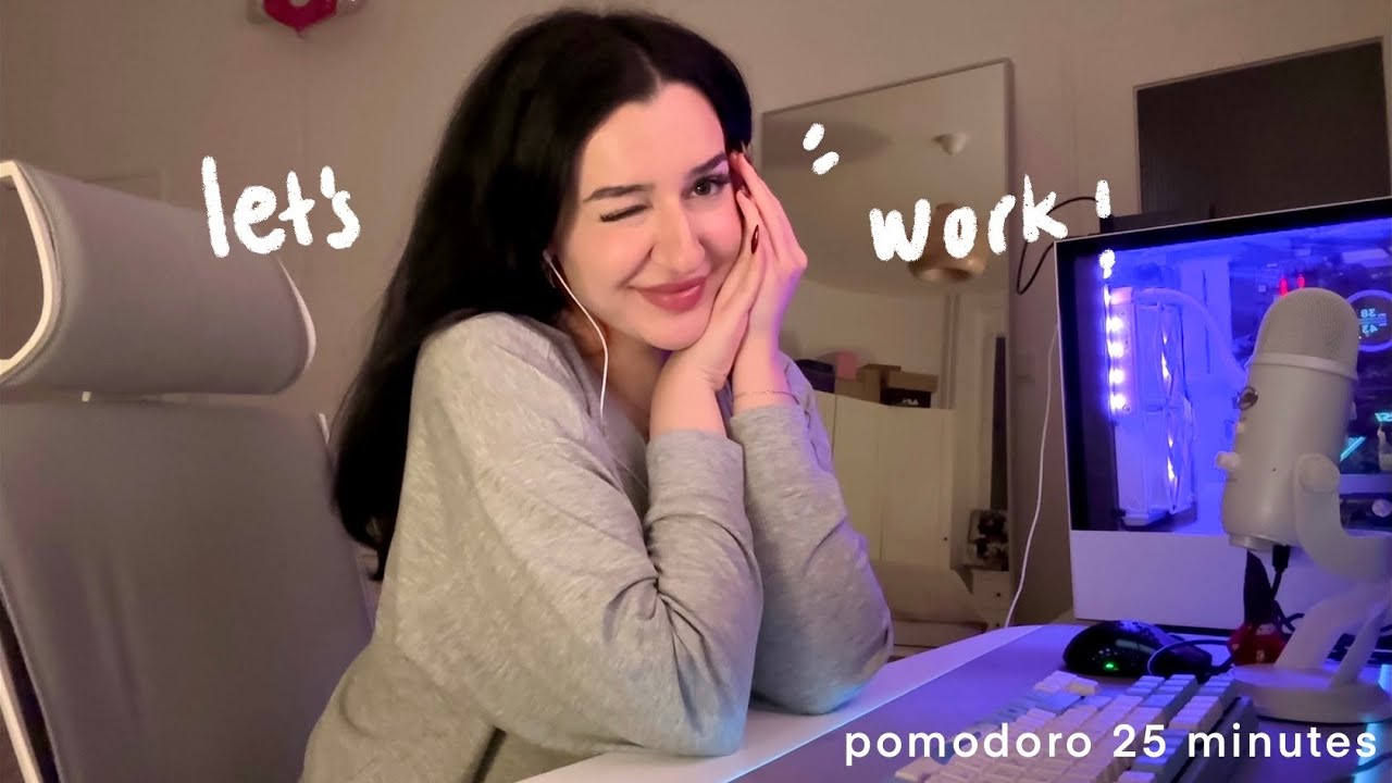 real time work with me: typing asmr, no music | pomodoro 25/5 mins (w/ breaks & timer)