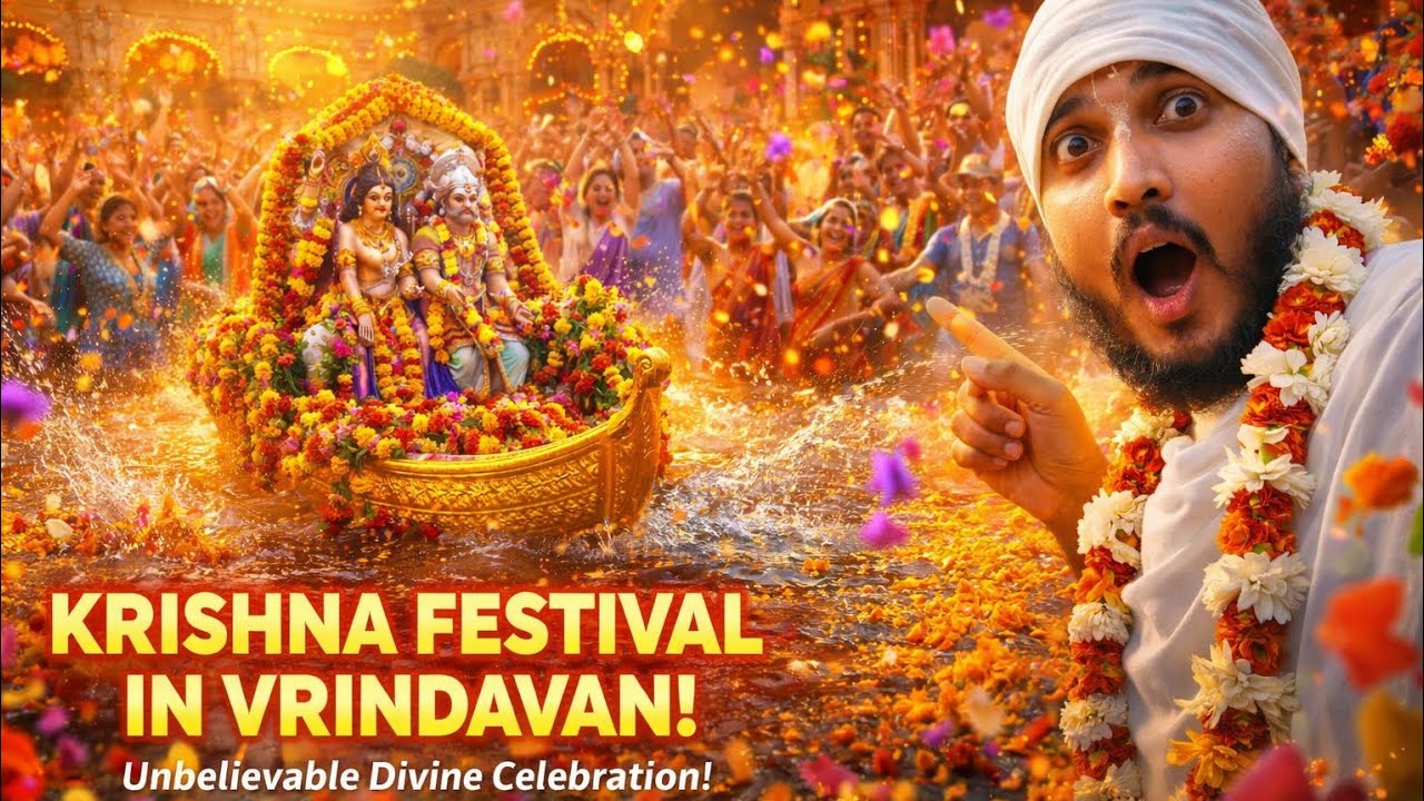 Unbelievable Krishna Festival in Vrindavan 2026! Flower Boat Celebration 🌸 | sanatan yogii vrindavan