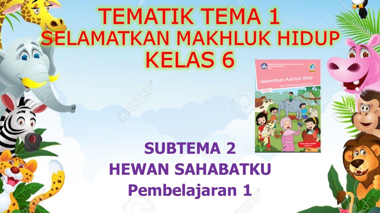 Kelas 6 Tematik : Tema 1 Selamatkan Makhluk Hidup Subtema 2 Pembelajaran 1