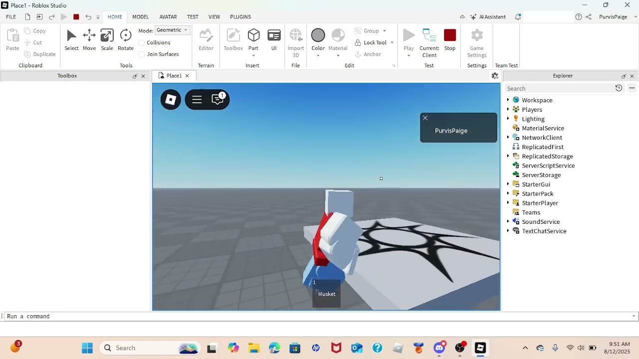 How to put CoderQwerty's musket tech in Roblox Studio