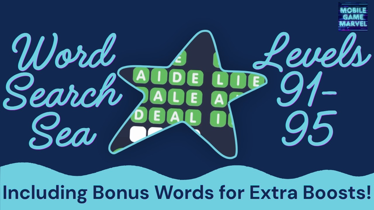 Word Search Sea Levels 91-95 Gameplay/Walkthroughs (with Bonus Words)#mobilegame #wordsearchsea