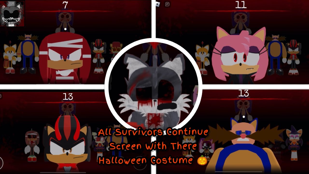 All Survivors Continue Screen With Their Halloween Costumes | [1.1] Sonic.EXE: The Disaster #roblox