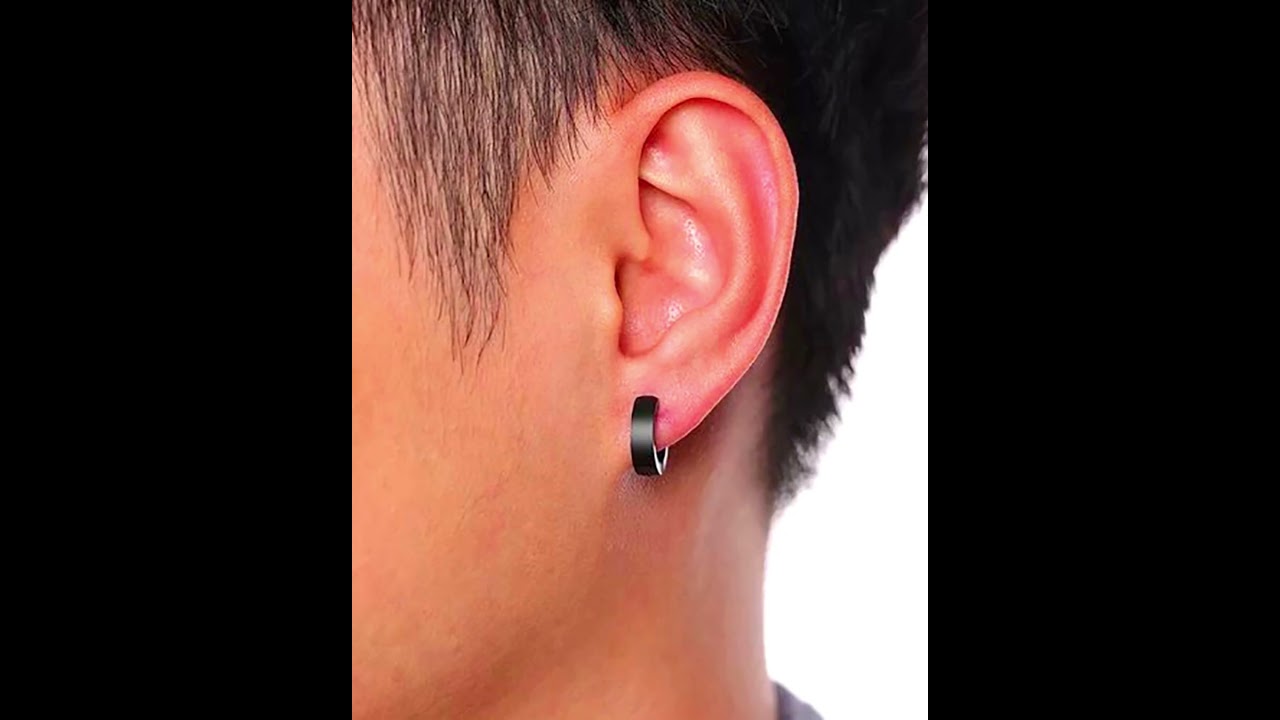 ZENSE - Boucles d'oreilles noires pour homme en arceau ZE0062