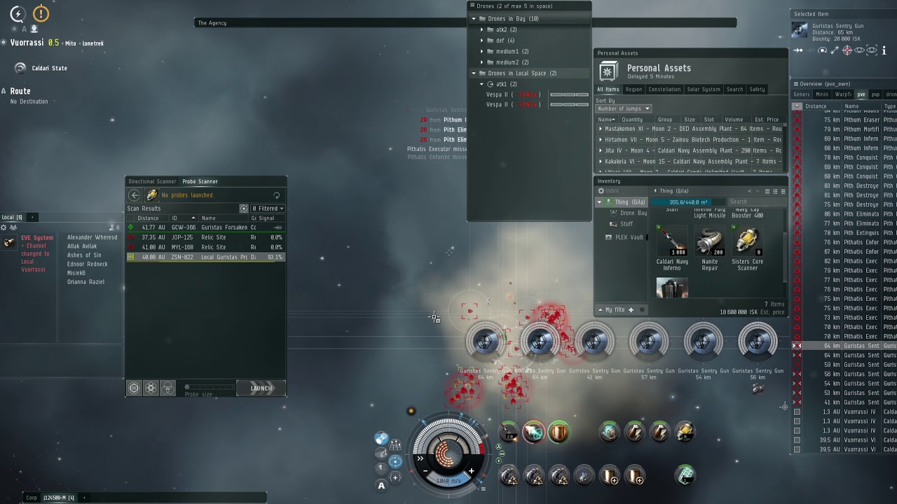 EVE-online Guristas Hallucinogen Supply Waypoint |  Guristas 5/10 DED complex. Gila