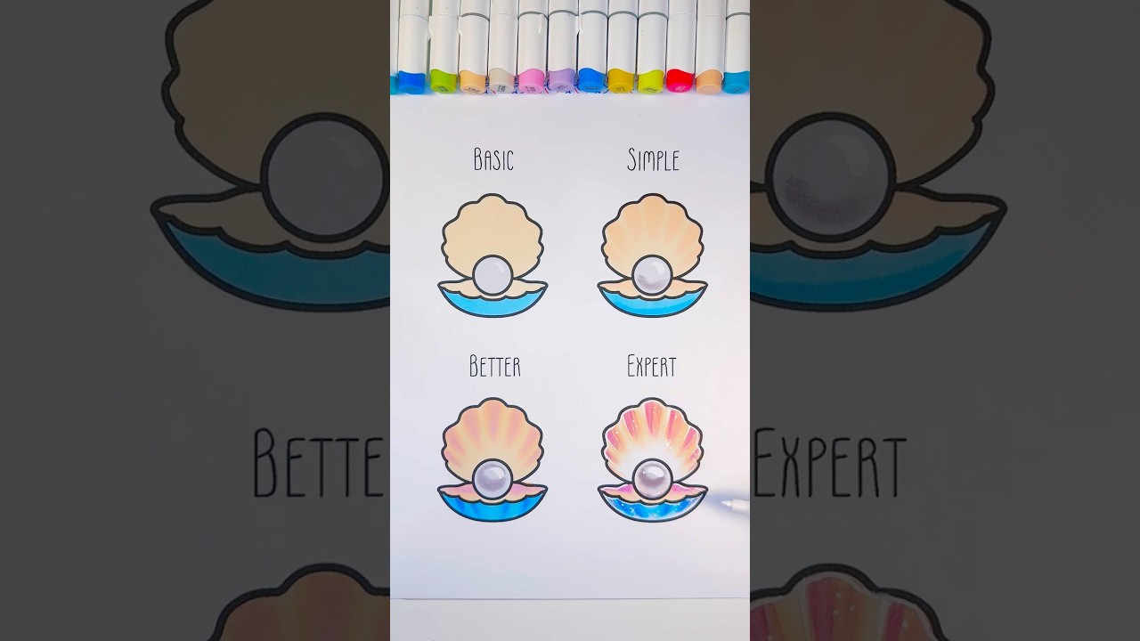Pearl shell coloring from basic to expert 🐚Printable practice sheet on my Patreon 🤍#coloring #art