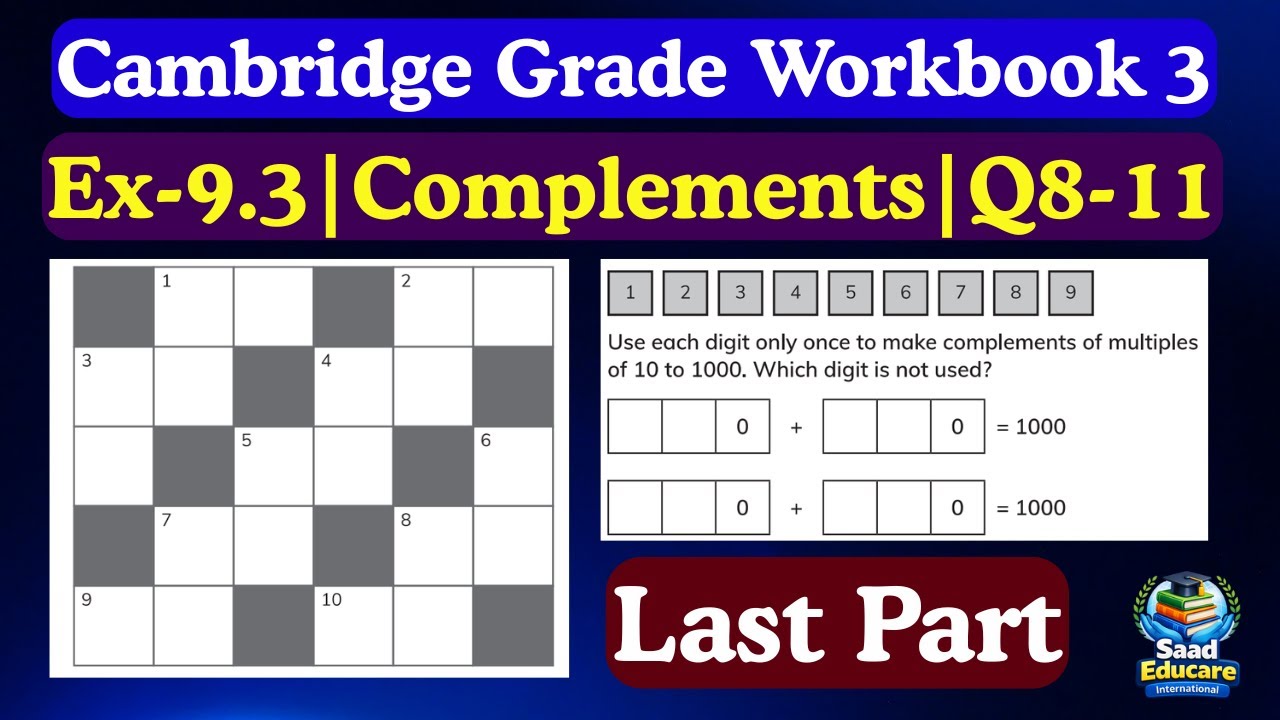 Cambridge Primary Mathematics Workbook 3 | Ex 9.3 Complements | Q8–Q11 | Math Puzzle