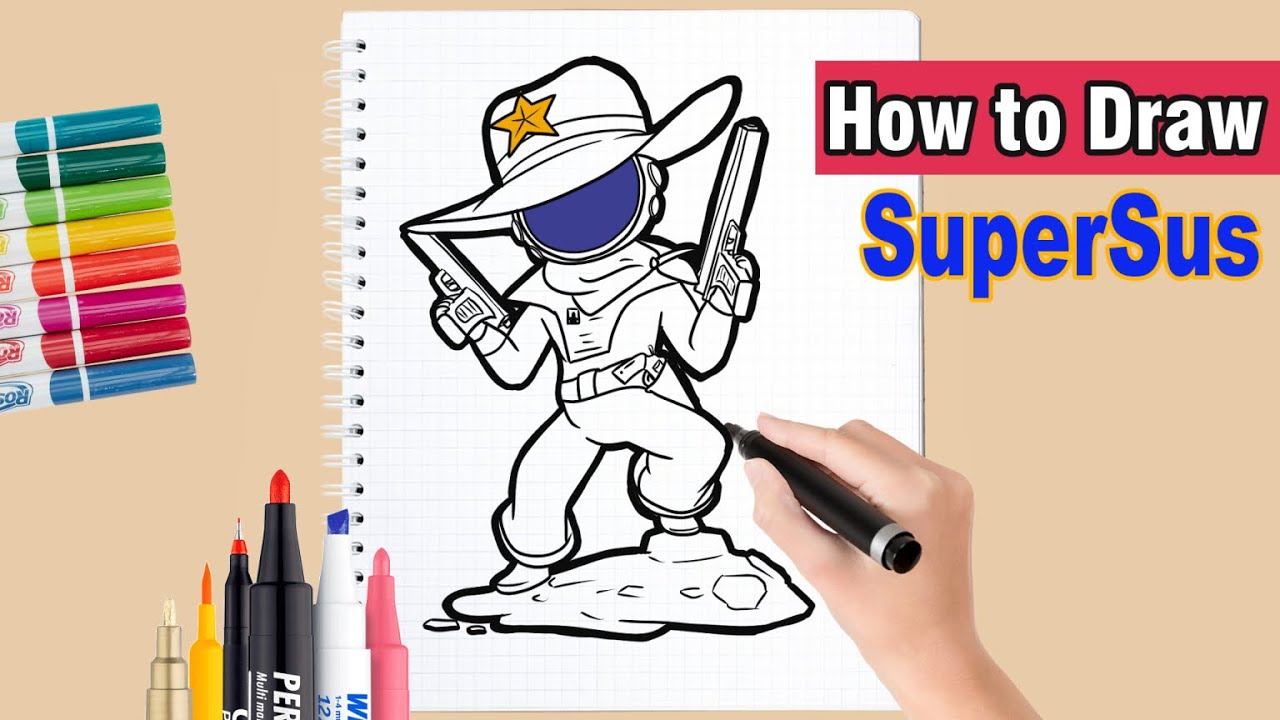 🔴Super Sus Sheriff Drawing -🌟 How to Draw Step by Step
