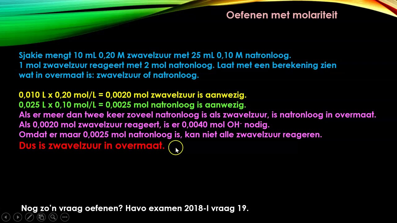 oefenen met molariteit, rekenen aan oplossingen