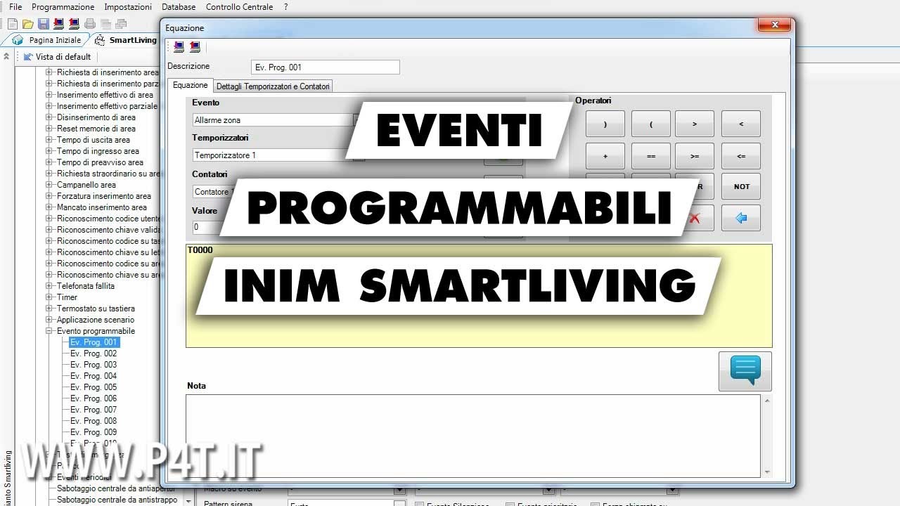 Eventi programmabili centrale allarme INIM 515