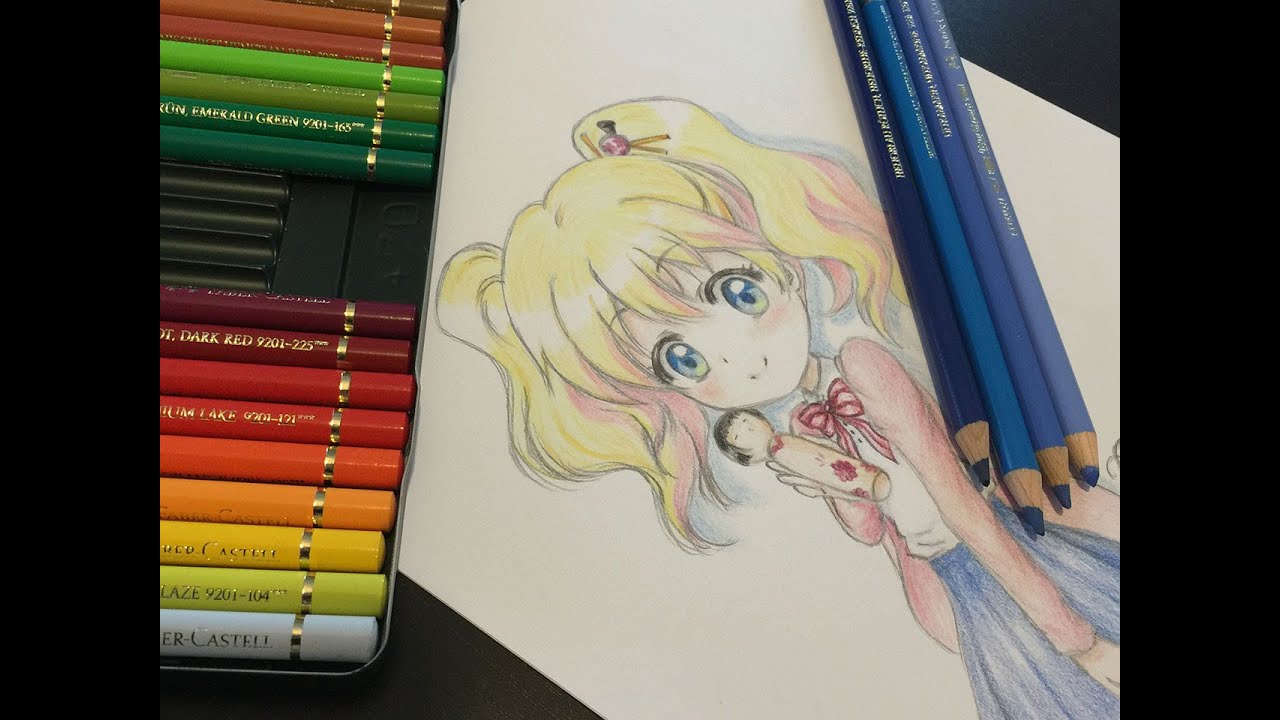 Speedpainting Alice (Kin-iro Mosaic) with Faber-Castell Polychromos pencils