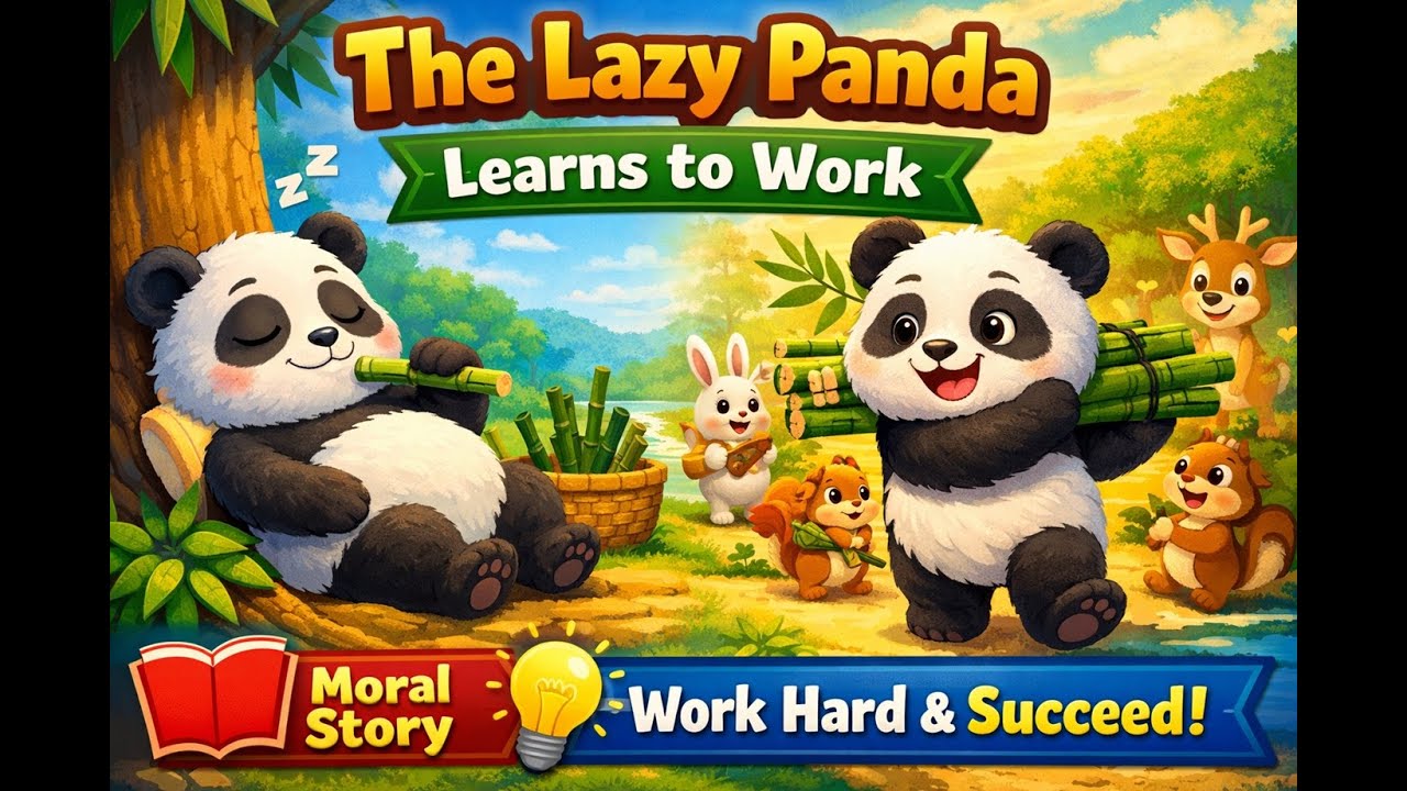 The Lazy Panda Learns the Value of Hard Work 🐼 | Moral Story for Kids #bedtimestories #kidsstory