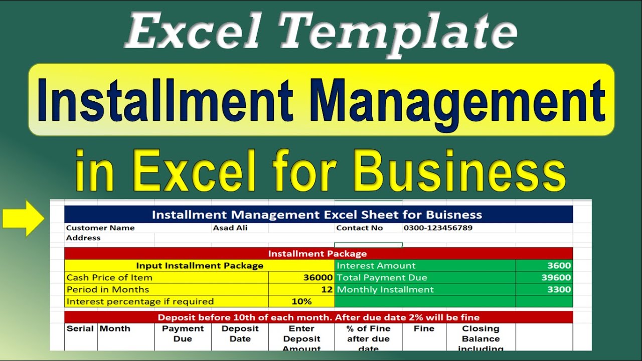 Installment Calculator in excel for Business | Product sale on installment excel sheet
