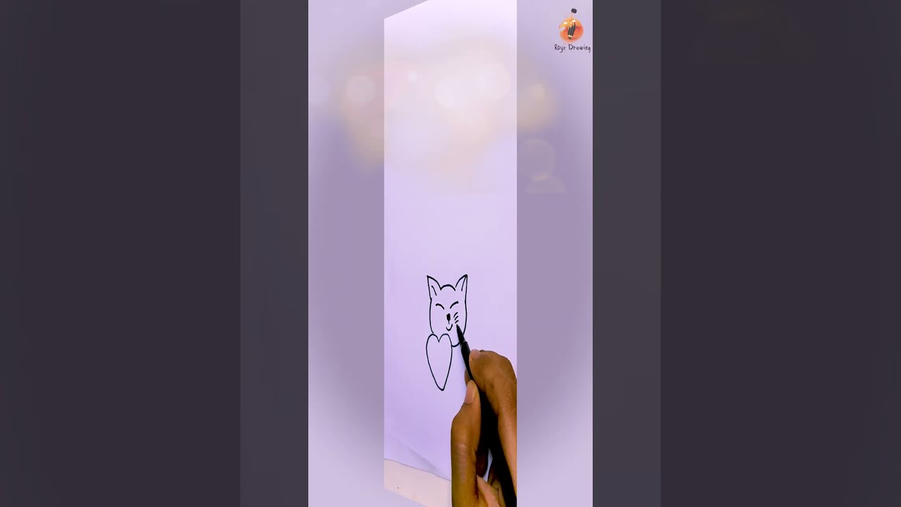 Drawing Cat from one line art - pussy lover drawing  #shortsfeed #art #viral #aram_nabeel #shorts