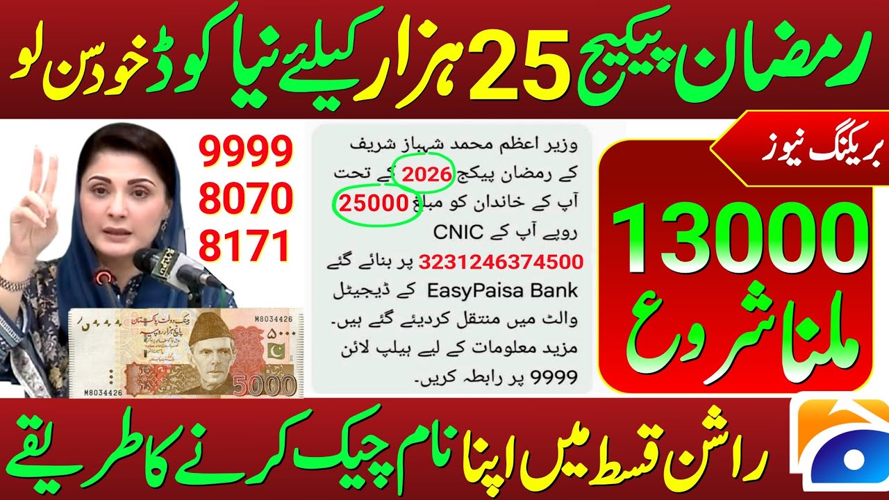 Congrats ! 9999 SMS | 8070 Apply | Ramzan Relief Package 13000 | Negehban Ramzan Relief Package 2026