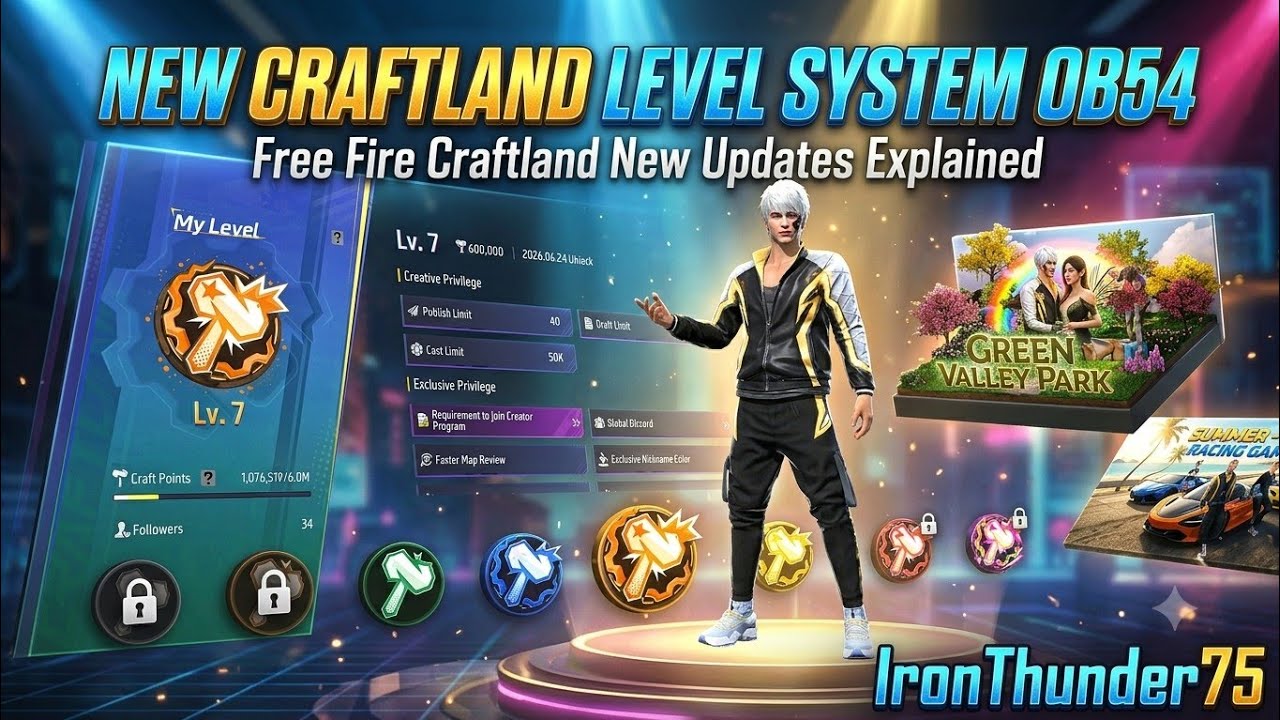 New Craftland Level System OB54 | Free Fire Craftland New Updates Explained | IronThunder75 