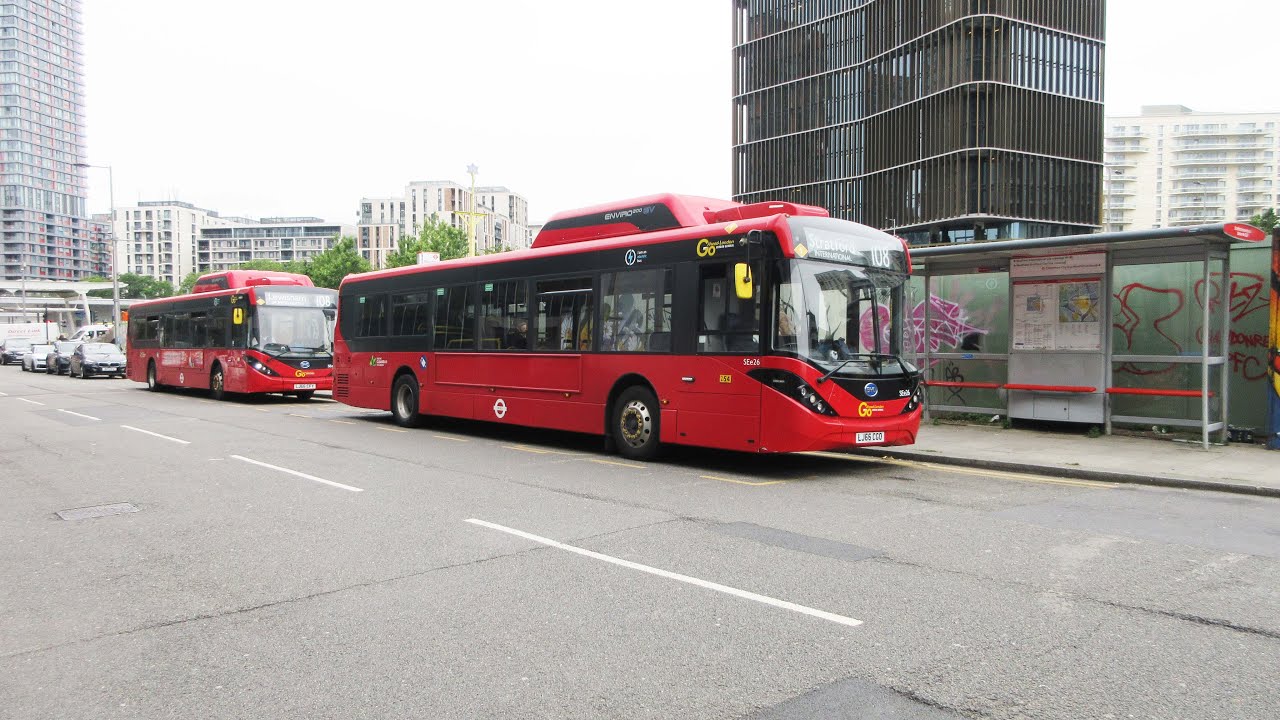 Electric Buses On  London Bus Route 108, Stratford - Lewisham.