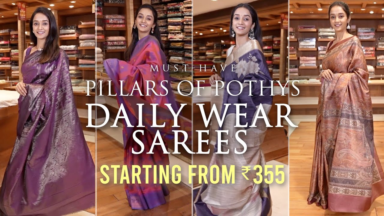 ❤️&zwj;🔥✨ PILLARS OF POTHYS | Everyday to Festive Sarees starting ₹355  | Budget-Friendly Saree! ✨🎥