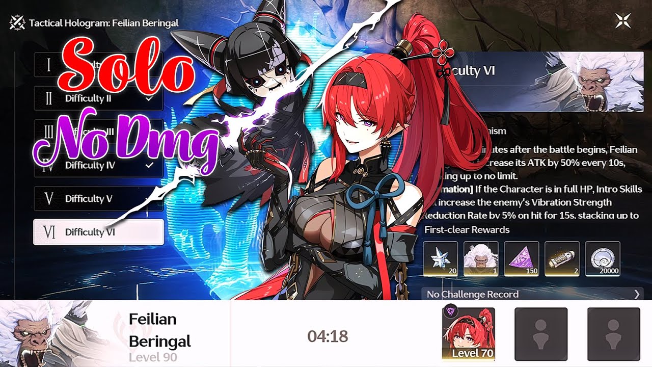 S6 Yinlin SOLO vs T. Hologram 6 Feilian Beringal (No Damage Taken) - Wuthering Waves