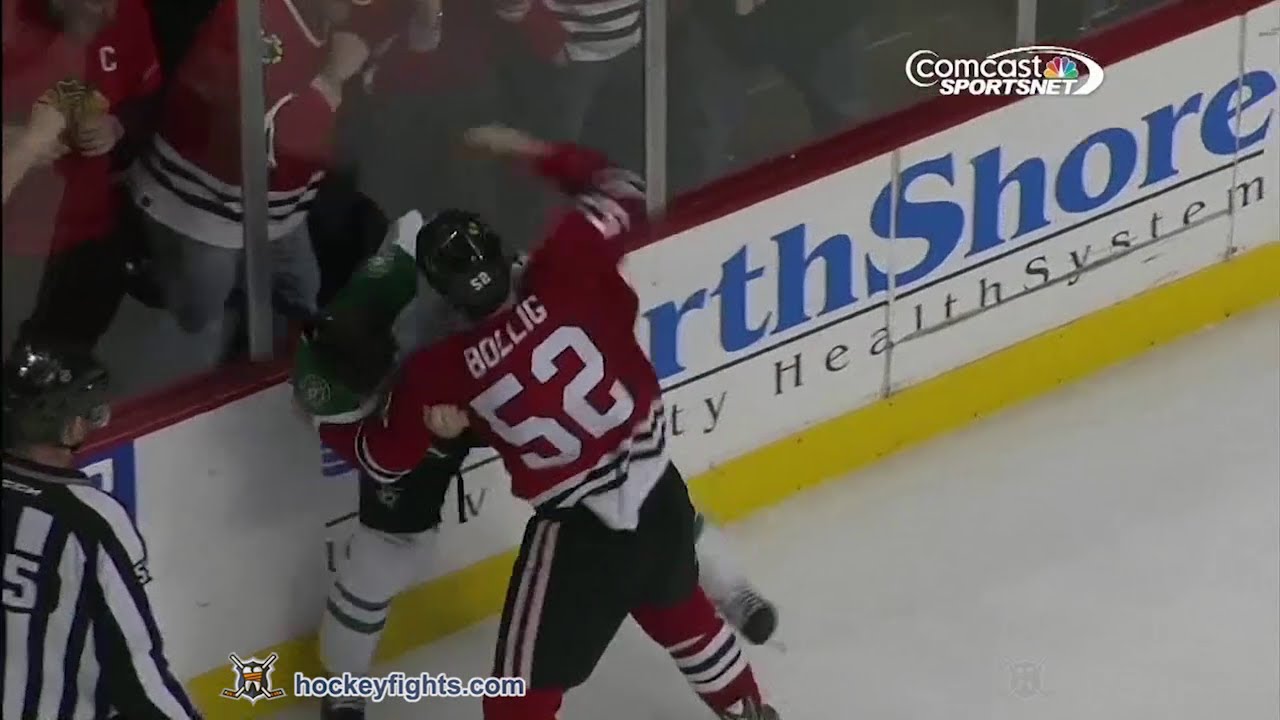 Antoine Roussel vs Brandon Bollig Mar 25, 2014