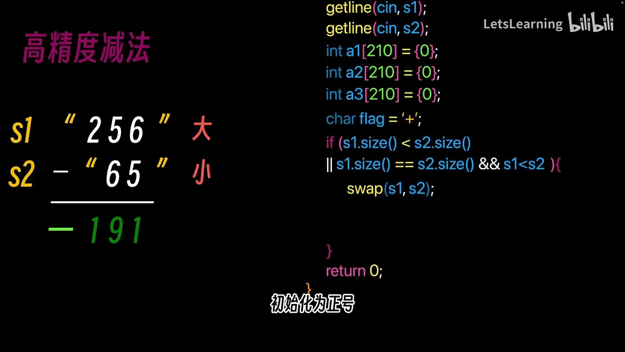 【从0开始的C++算法课】第05期   高精度算法   高精度减法   大数减法原理以及代码实现