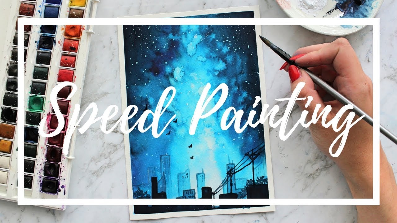 City Skyline Watercolor Galaxy Painting | artbybee7 |