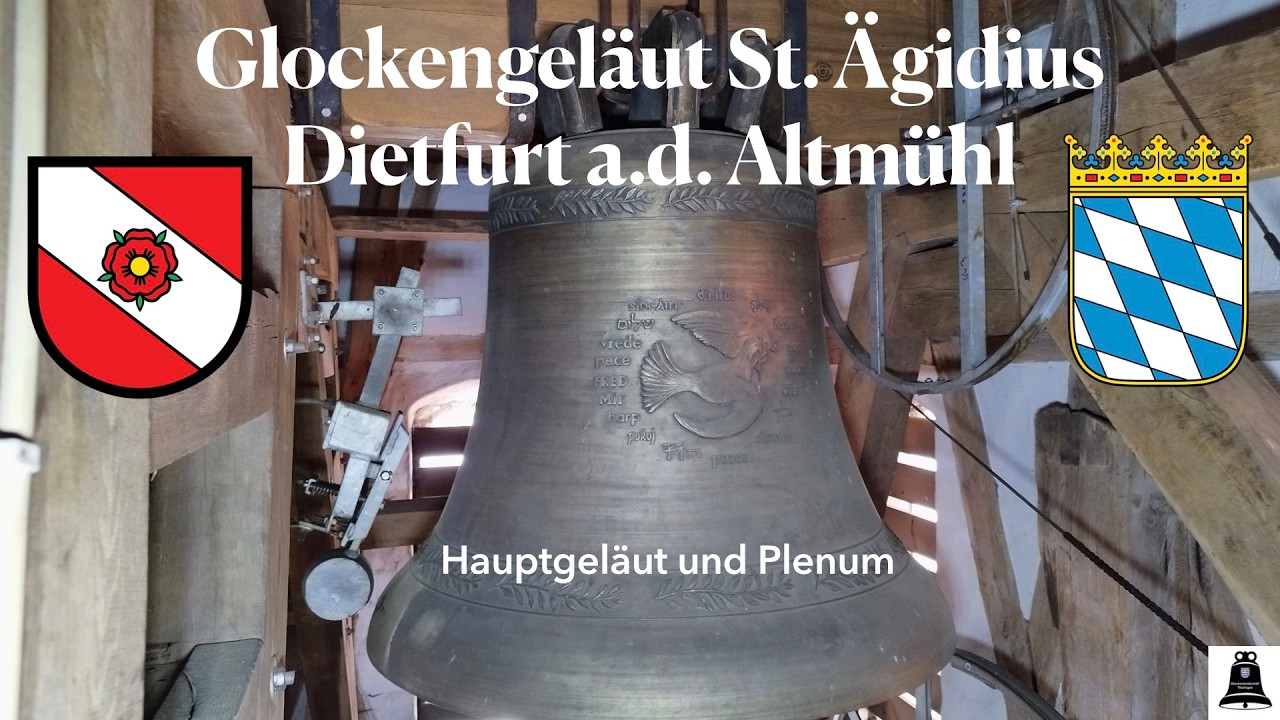 Dietfurt a.d.A.(D), Die Glocken der kath. Kirche St. Ägidius, Hauptgeläut und Plenum (Turmaufnahme)