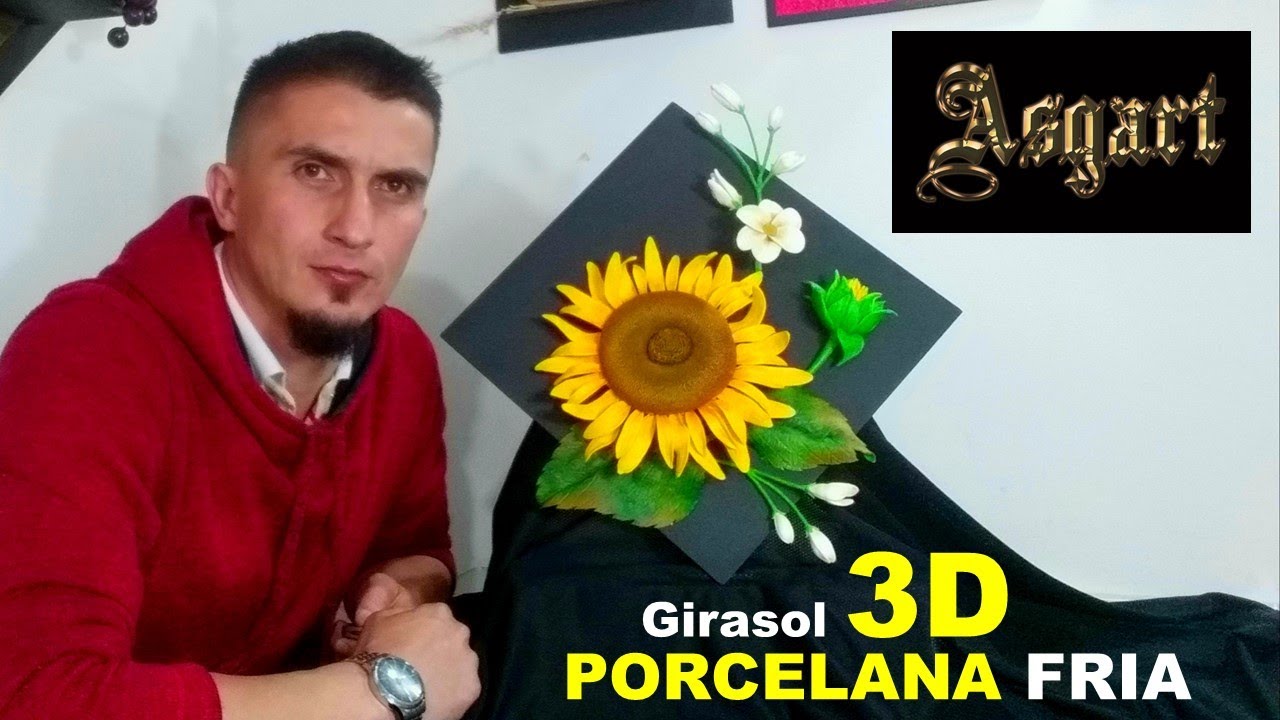 TUTORIAL GIRASOL INTRO../ DIY /..Porcelana Fria.. Hiperrealismo/ Paso a paso flores precelanicrom