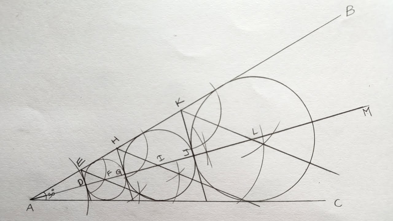 Describe a Series of Circles Touching One Another and The Two Converging Lines in Telugu | Geometry