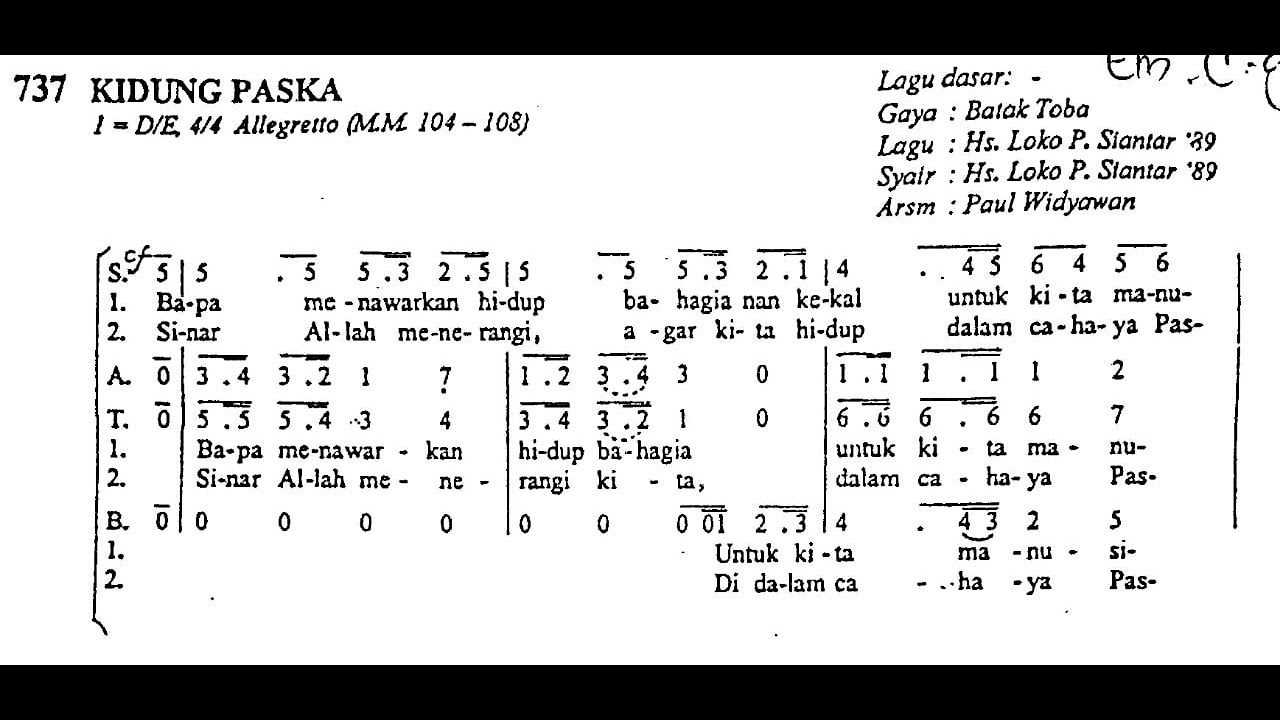 [MASA PASKAH] KIDUNG PASKA - Lagu Rohani Katolik - Madah Bakti No. 737