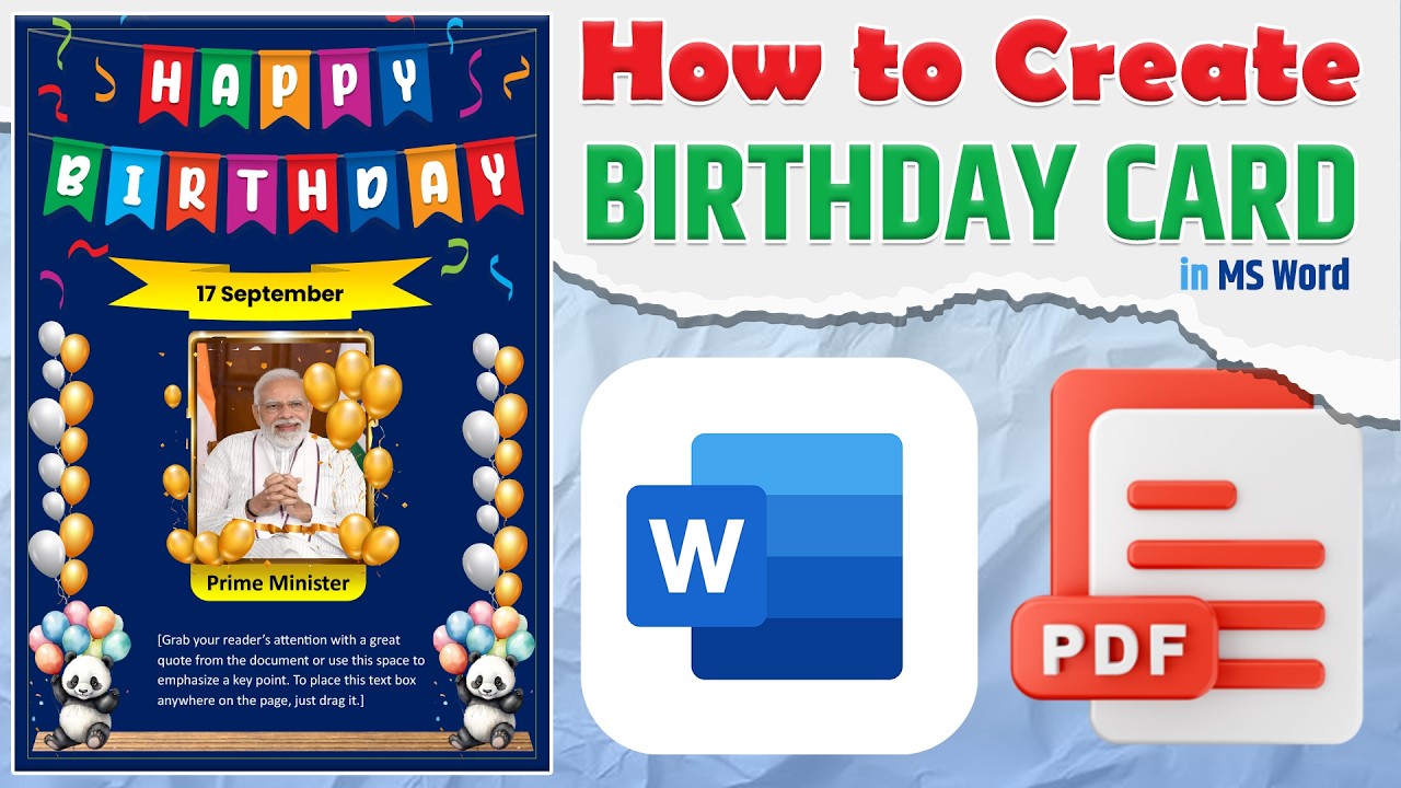 How to Make a Birthday Card in Microsoft Word | Birthday Card in MS Word